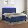 vidaXL Cama box spring colch&oacute;n y luces LED tela azul 160x200 cm