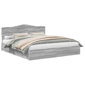 vidaXL Cama con almacenamiento con cabecera Gris Sonoma 200 x 200 cm