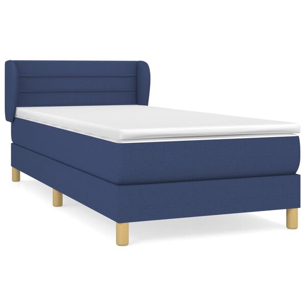 vidaXL Cama box spring con colch&oacute;n tela azul 90x200 cm