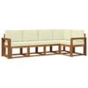 vidaXL Conjunto de sof&aacute;s de exterior 5 uds. Natural y Crema