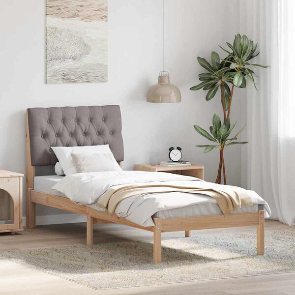 vidaXL Estructura de Cama con Cabecera Tapizada Marrón 75 x 190 cm