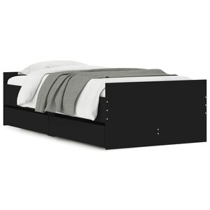 vidaXL Estructura de cama con cajones negro 90x190 cm