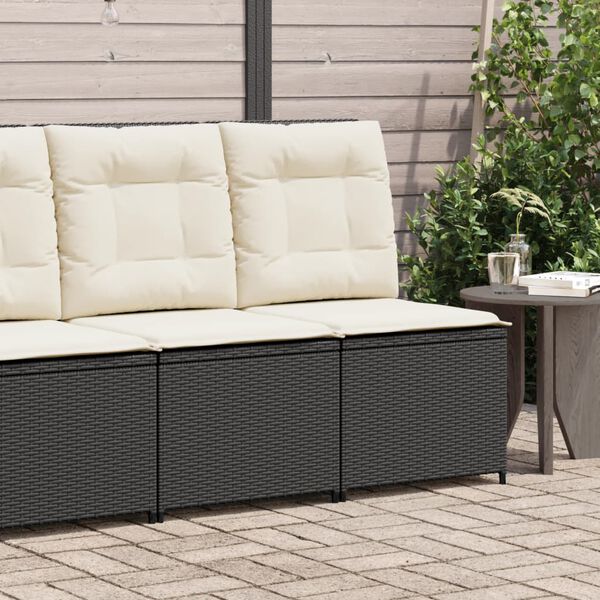 vidaXL Sill&oacute;n reclinable con cojines rat&aacute;n sint&eacute;tico negro