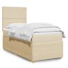 vidaXL Cama box spring con colch&oacute;n tela color crema 90x200 cm