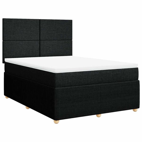 vidaXL Cama box spring con colch&oacute;n tela negro 140x190 cm