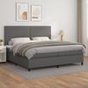 vidaXL Cama box spring con colch&oacute;n cuero sint&eacute;tico gris 200x200 cm