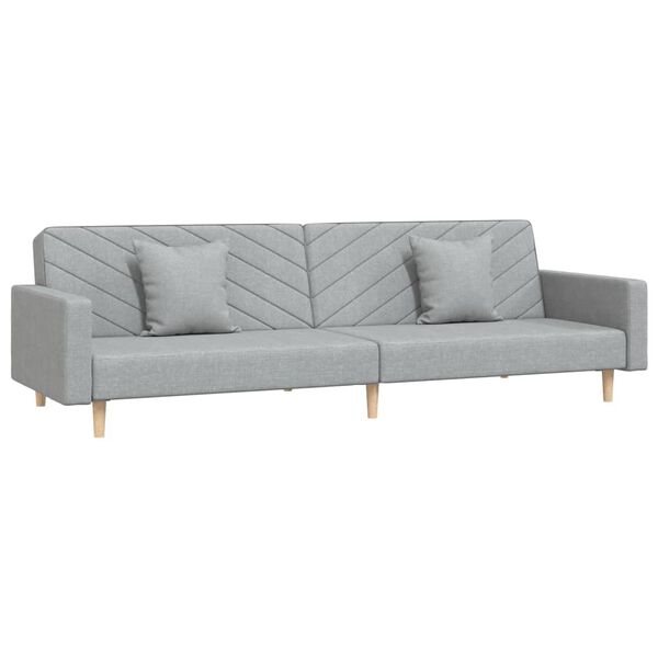 vidaXL Sofá cama de 2 plazas con dos almohadas tela gris claro