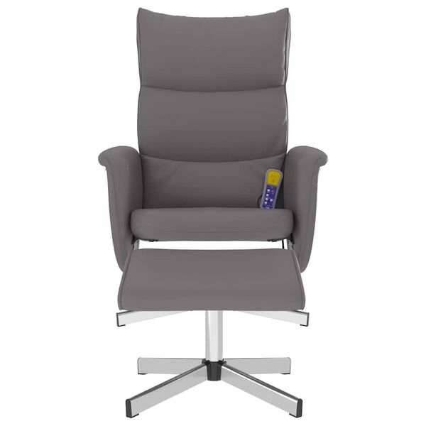vidaXL Sill&oacute;n de masaje reclinable con reposapi&eacute;s cuero sint&eacute;tico gris