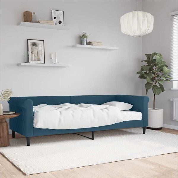 vidaXL Sof&aacute; cama con colch&oacute;n terciopelo azul 80x200 cm