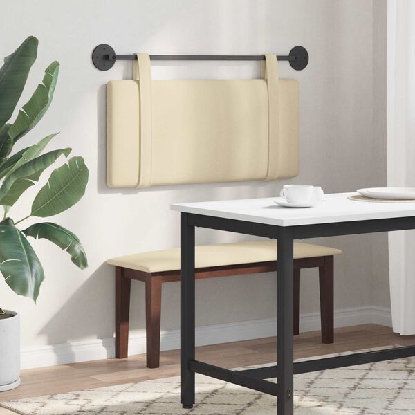 vidaXL Cabecera Colgante Liso Crema 100 x 55 x 5 cm tela