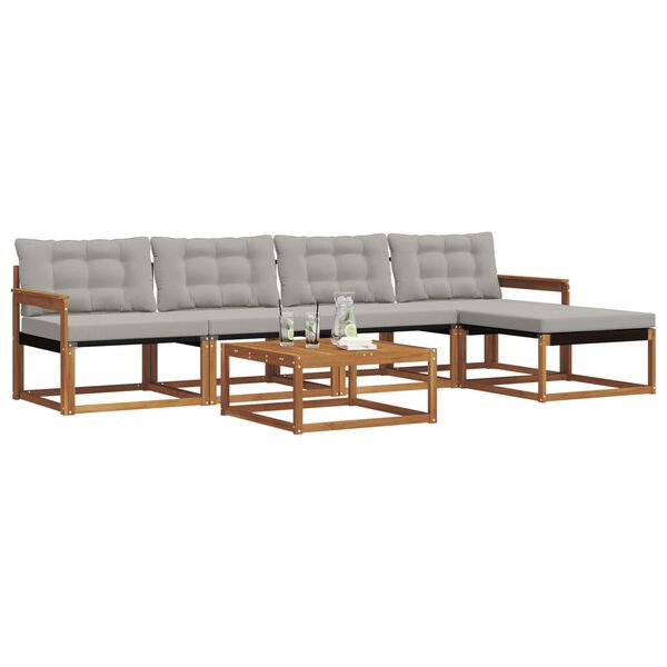 vidaXL Conjunto de sof&aacute;s de exterior 6 pcs Gris Natural y Claro