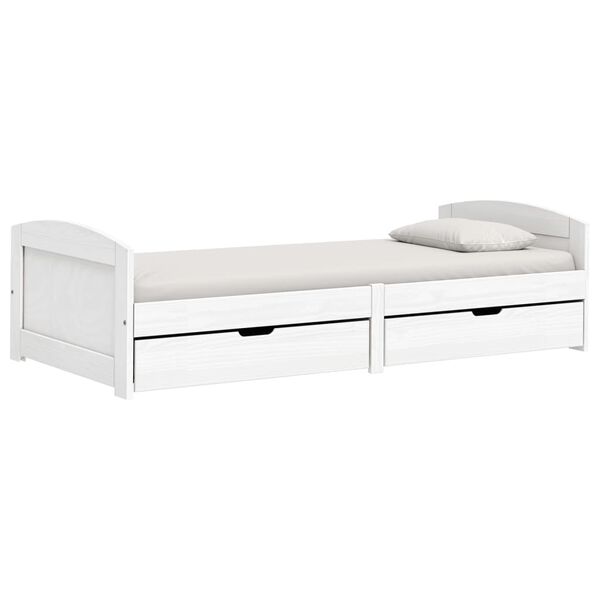 vidaXL Sof&aacute; cama con 2 cajones madera maciza pino blanca IRUN 90x200cm