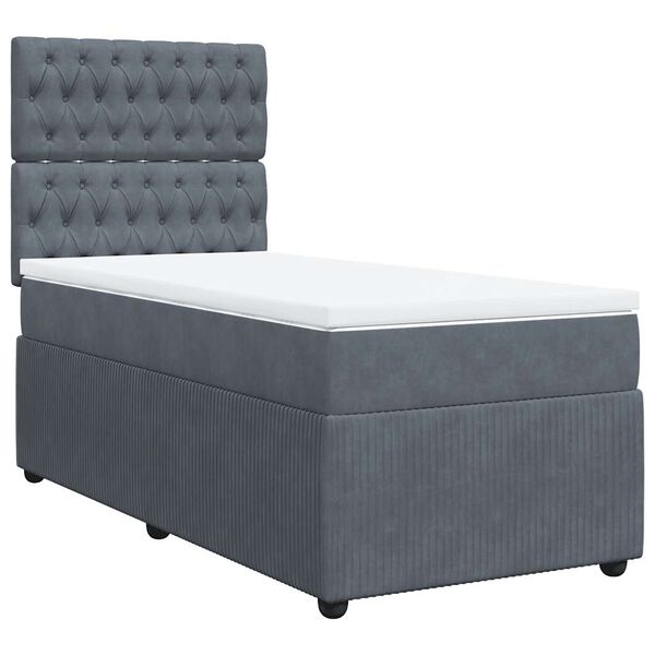 vidaXL Cama box spring con colch&oacute;n terciopelo gris oscuro 100x200 cm