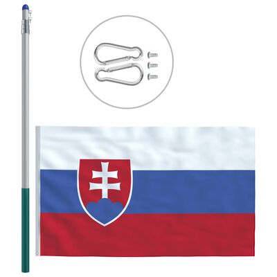 vidaXL Bandera de Eslovaquia y mástil de aluminio 6 m