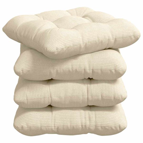vidaXL Cojines para asiento 4 pcs Crema 40 x 40 cm Tela de pana