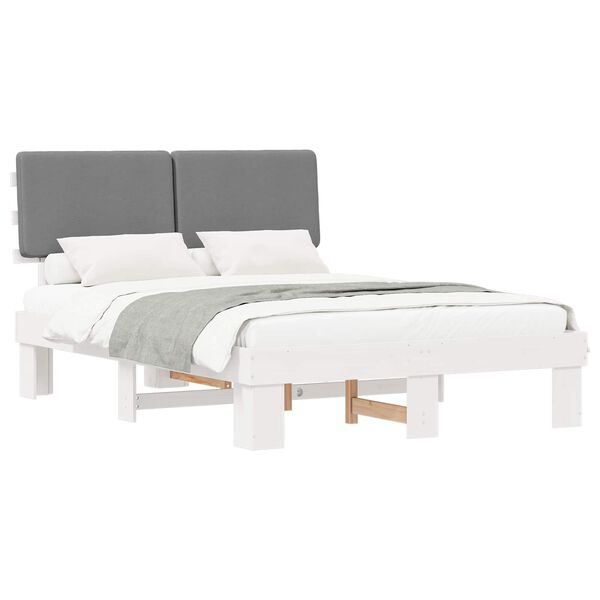 vidaXL Estructura de Cama con Cabecera Tapizada Gris Claro