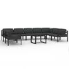 vidaXL Set muebles de jard&iacute;n 10 pzas y cojines aluminio gris antracita