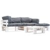 vidaXL Muebles de jard&iacute;n de pal&eacute;s cojines grises madera verde 4 uds