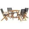 vidaXL Set de comedor de jard&iacute;n 5 pzas rat&aacute;n PE madera maciza negro