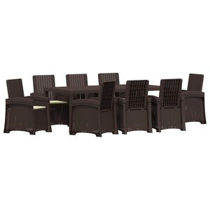 vidaXL Conjunto de Comedor de Jard&iacute;n 9 uds. Marr&oacute;n y crema PP