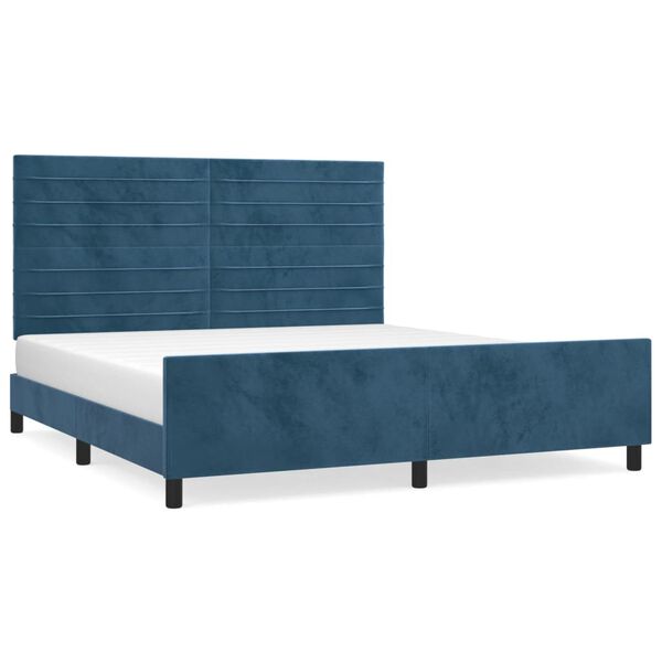 vidaXL Estructura de cama sin colch&oacute;n terciopelo azul oscuro 160x200cm