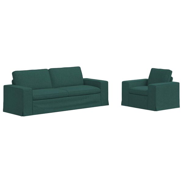 vidaXL Sof&aacute; 2 pcs Verde oscuro 182 x 80 x 82 cm tela