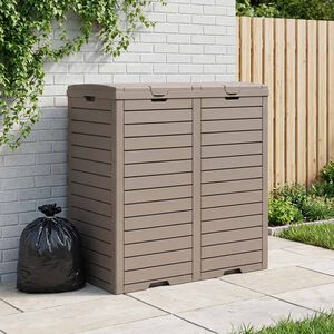 vidaXL Cubo de basura exterior polipropileno marr&oacute;n claro 78x41x86 cm