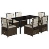 vidaXL Set comedor de jard&iacute;n 7 pzas con cojines rat&aacute;n sint&eacute;tico marr&oacute;n