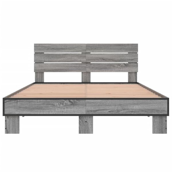 vidaXL Estructura cama madera ingenier&iacute;a metal gris Sonoma 135x190 cm