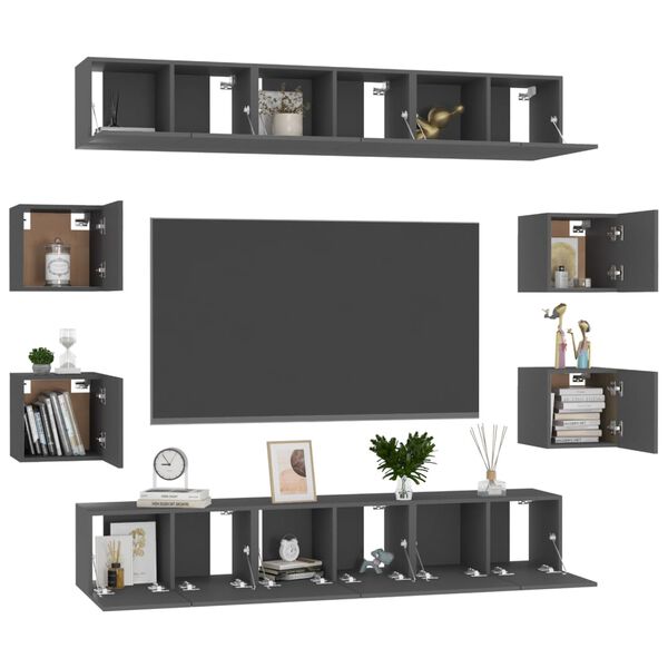vidaXL Set de muebles de sal&oacute;n 10 piezas madera ingenier&iacute;a gris