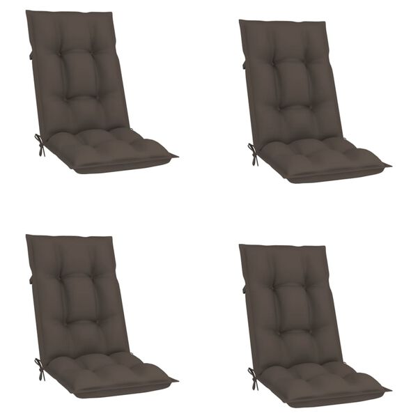 vidaXL Sillas de jard&iacute;n reclinables con cojines 4 uds teca maciza