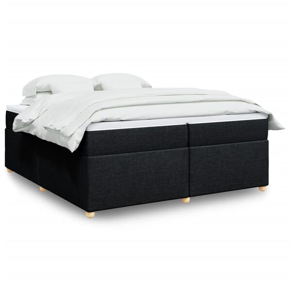 vidaXL Cama box spring con colch&oacute;n tela negro 200x200 cm