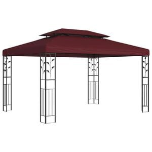 vidaXL Cenador 3,97 x 2,96 x 2,68 m Rojo vino Poli&eacute;ster y Acero