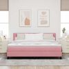 vidaXL Cama Box Spring LED con colch&oacute;n Rosa 180 x 200 cm Terciopelo