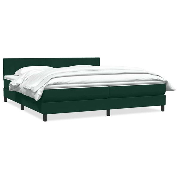 vidaXL Cama box spring con colch&oacute;n terciopelo verde oscuro 200x210 cm
