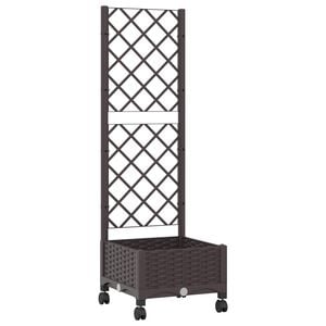 vidaXL Jardinera con enrejado y ruedas Marr&oacute;n 40 x 40 x 131,5 cm PP