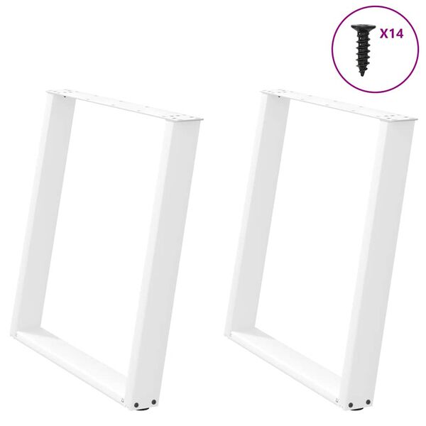 vidaXL Patas para mesa de comedor en forma de U (2 unidades), color blanco, 70 x (72-73) cm, acero
