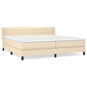 vidaXL Cama box spring con colch&oacute;n tela color crema 200x200 cm