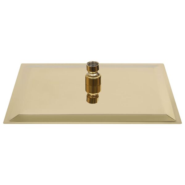 vidaXL Cabezal ducha efecto lluvia acero inox cuadrado dorado 30x20cm