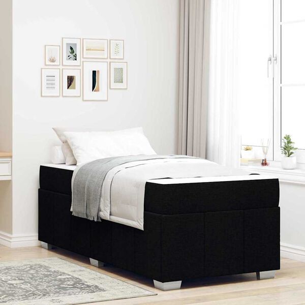 vidaXL Estructura de cama con colch&oacute;n Negro 100 x 200 cm tela