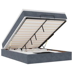vidaXL Estructura cama otomana con colch&oacute;n gris oscuro 140x200cm
