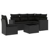 vidaXL Set de sof&aacute;s de jard&iacute;n 6 piezas y cojines rat&aacute;n sint&eacute;tico negro