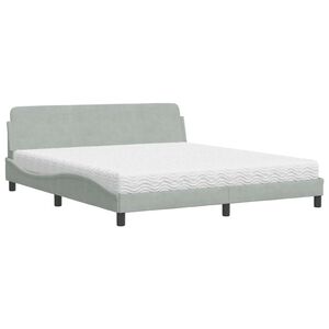 vidaXL Cama con colch&oacute;n Dover terciopelo gris claro 180x200 cm