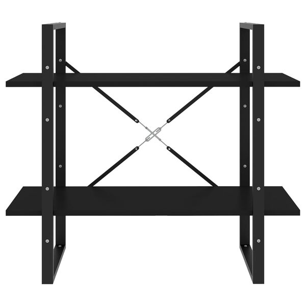 vidaXL Estantería de 2 niveles madera contrachapada negro 80x30x70 cm