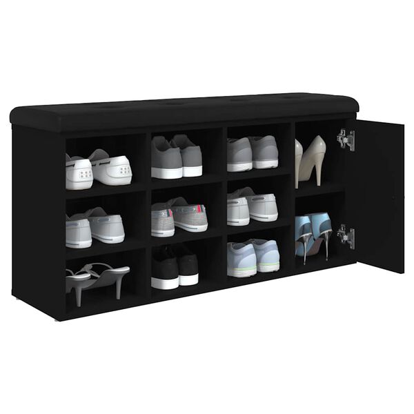 vidaXL Banco zapatero madera de ingenier&iacute;a negro 102x32x50 cm