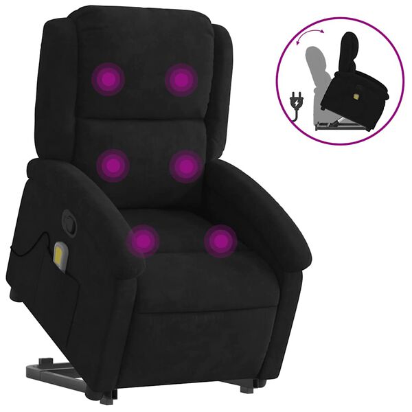 vidaXL Sill&oacute;n reclinable de masaje elevable terciopelo negro