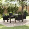 vidaXL Conjunto de Comedor de Jard&iacute;n 5 pcs Negro rat&aacute;n sint&eacute;tico