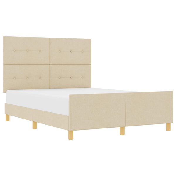 vidaXL Estructura de cama con cabecera Crema 160 x 200 cm tela