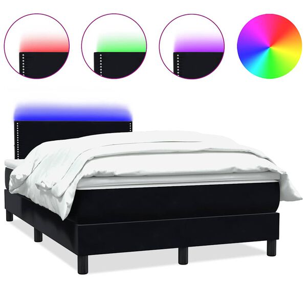 vidaXL Cama box spring con colch&oacute;n y LED terciopelo negro 120x210 cm