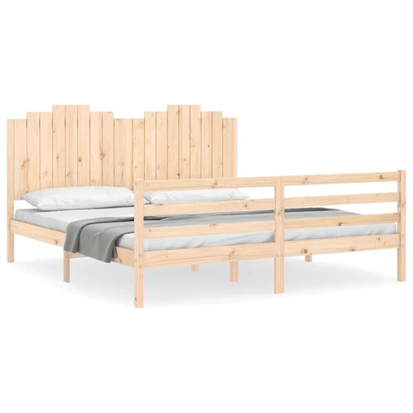 vidaXL Estructura de cama de matrimonio con cabecero madera maciza